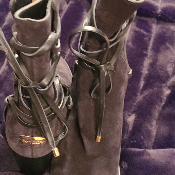 Suade leather Jimmy Choo wrap lace botties - Picture 4 of 7